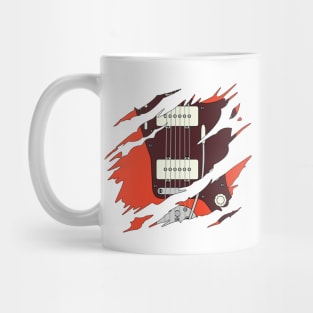 Ripped Electric Guitar Offset Style Red Color Mug